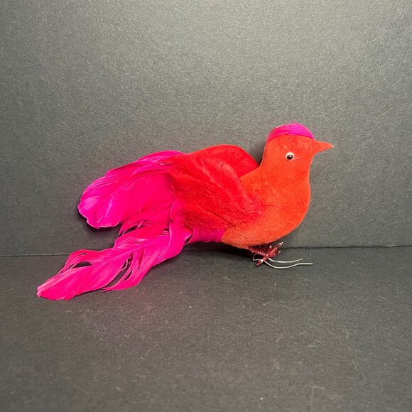 Vintage 1980s Lot of 3 Flocked & Plastic Red Cardinal Bird Christmas Ornaments - Picture 2 of 8